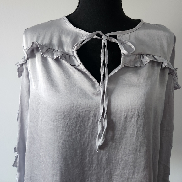 Loft Women's Petite Ruffle Long Sleeve Blouse - Picture 5 of 9